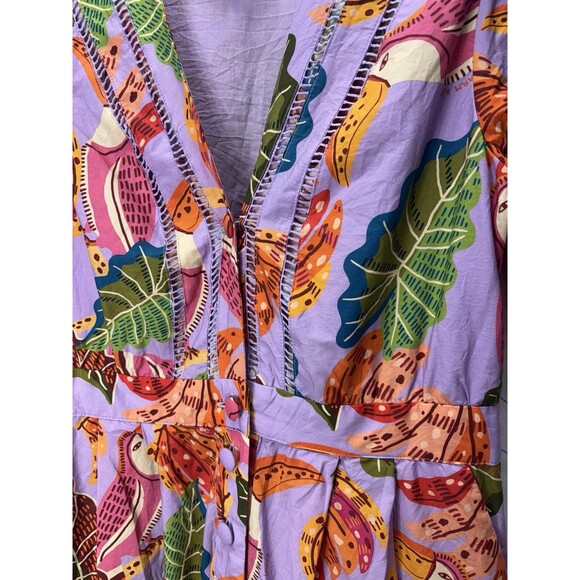 FARM Rio beaks and bananas ruffle print Romper Tropical Sz M Cotto(Missing Belt) - Picture 7 of 16